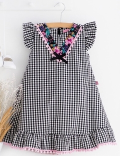 Vestido xadrez com Mangas Flutter