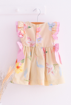 Vestido floral com Mangas Flutter - comprar online