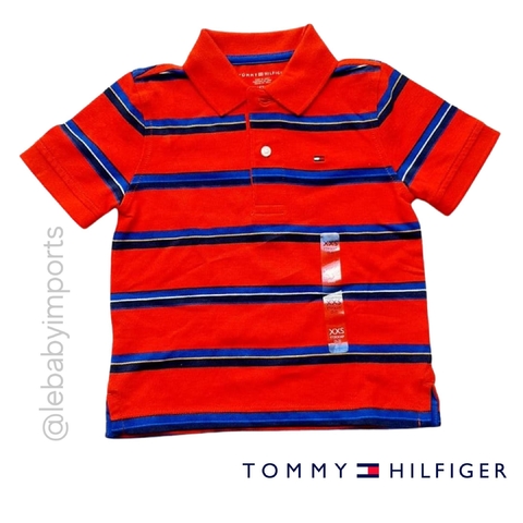Camisa Polo listrada vermelha Tommy Hilfiger Original Baby