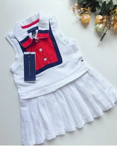 Vestido Tommy Hilfiger Gola Polo e Saia Plissada