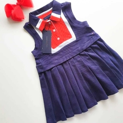 Vestido Tommy Hilfiger Gola Polo E Saia Plissada (azul)