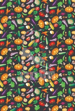 Papel estampado "Vegetales en negro"