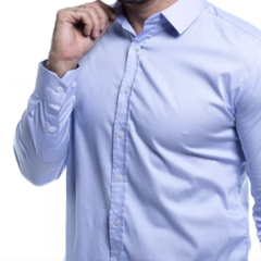 Camisa Masculina Basica Azul na internet