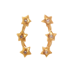 Brincos Estrela com Diamantes em Ouro 18k