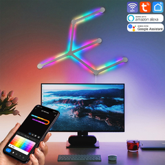 Smart WiFi LED Barras de Lâmpada de Parede, RGB, Ambiente DIY, Luz Noturna, Rem