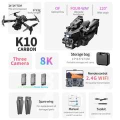 KBDFA K10 Max Drone Profissional, Fotografia Aérea Aeronaves, 8K Três Câmeras - comprar online