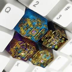 Personalidade secreta ouro reino keycap botão resina único translúcido cereja - loja online