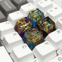 Personalidade secreta ouro reino keycap botão resina único translúcido cereja na internet