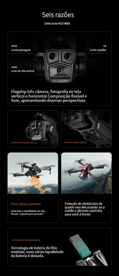 KBDFA K10 Max Drone Profissional, Fotografia Aérea Aeronaves, 8K Três Câmeras na internet