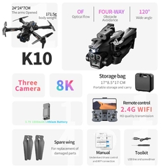 KBDFA K10 Max Drone Profissional, Fotografia Aérea Aeronaves, 8K Três Câmeras - loja online