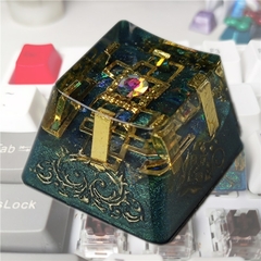 Personalidade secreta ouro reino keycap botão resina único translúcido cereja - loja online