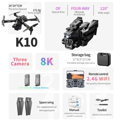 KBDFA K10 Max Drone Profissional, Fotografia Aérea Aeronaves, 8K Três Câmeras - loja online