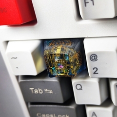 Personalidade secreta ouro reino keycap botão resina único translúcido cereja