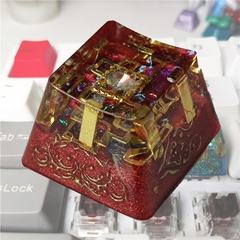 Personalidade secreta ouro reino keycap botão resina único translúcido cereja - comprar online