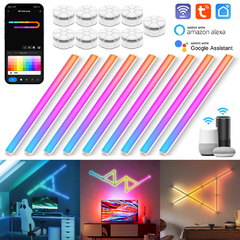 Smart WiFi LED Barras de Lâmpada de Parede, RGB, Ambiente DIY, Luz Noturna, Rem