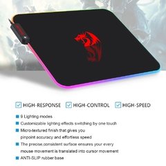 Mousepad redragon pluto p026 para jogos, 9 modos de iluminação, base de borracha 330*260*3mm para jogos, com borda de bloqueio - Dr. Brauch