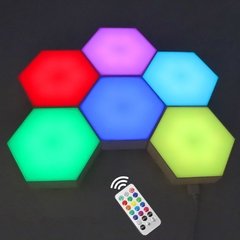 Lâmpada led hexagonal rgb, luminária led de parede com sensor tátil, rgbw, com favo de mel, luz noturna colorida, lâmpada modular usb