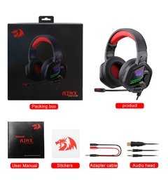 Redragon ajax h230 rgb gaming headphone, 3.5mm surround sound computador fone de ouvido microfone para ps4 switch xbox-um