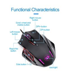 Imagem do Redragon m908 impacto usb com fio rgb gaming mouse 12400 dpi 17 botões programável jogo óptico ratos backlight computador portátil