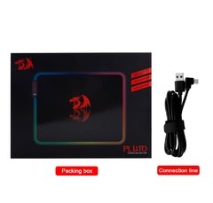 Mousepad redragon pluto p026 para jogos, 9 modos de iluminação, base de borracha 330*260*3mm para jogos, com borda de bloqueio - comprar online