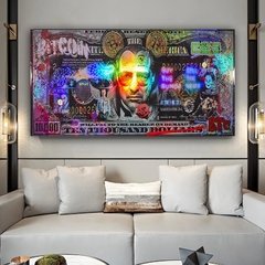 Inspirador parede de arte filme padrinho o lobo da parede rua bitcoin pintura em tela criatividade dinheiro arte poster decoração da sua casa - loja online