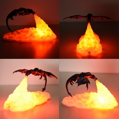 Lâmpadas LED Fire Dragon para crianças, decoração do quarto 3D, dragão de g - comprar online