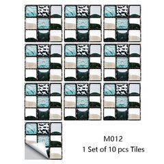 Adesivos de parede de mosaico de mármore, adesivos de parede plano 2d, capas impressas para cozinha, banheiro, descascar e vara, à prova d'água, mural de arte com 10 peças - comprar online