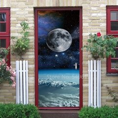 Astronauta Adesivo de porta Lua Terra Planeta Espaço porta Papéis de parede Adesivo de parede 3D Peel and Stick Vinil Quarto sala de estar Decoração Poster DIY Móveis geladeira porta adesivos - loja online