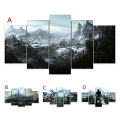 Jogo de vídeo skyrim dragon pôsteres e impressões hd, 5 peças paisagem imagens de pintura em tela para sala de estar arte de parede decoração da casa - Dr. Brauch