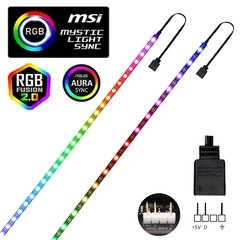 Ws2812b rgb led strip 5v 3 pinos endereçáveis led cabeçalhos pc para asus aura sync/msi mystic luz sincronização/gigabyte rgb fusão 2.0 na internet