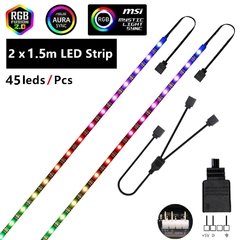 Ws2812b rgb led strip 5v 3 pinos endereçáveis led cabeçalhos pc para asus aura sync/msi mystic luz sincronização/gigabyte rgb fusão 2.0 na internet