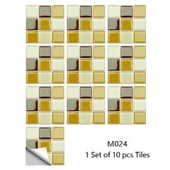 Adesivos de parede de mosaico de mármore, adesivos de parede plano 2d, capas impressas para cozinha, banheiro, descascar e vara, à prova d'água, mural de arte com 10 peças - loja online