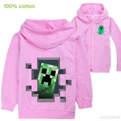 Minecraft primavera e outono crianças casaco meninos e meninas dos desenhos animados com capuz zíper cardigan roupas - Dr. Brauch