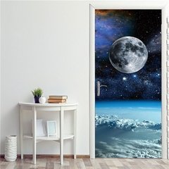 Papel de parede com estampa de estrelas do céu, universo 3d, adesivo de porta, mural de pvc, decoração de quarto infantil, pôster de decoração para casa - Dr. Brauch