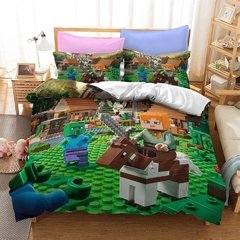 Minecraft Likurb meu jogo mundo diamante steve duvet caso fronha cama conjunto gêmeo rainha rei tamanho para crianças meninos meninas quarto - Dr. Brauch