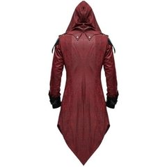 2022 masculino trench coat couro com capuz gótico medieval renascentista retro punk assassino creed casacos de manga longa S-3XL - Dr. Brauch