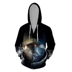 Watch Dogs 2021 nova chegada vapor ubisoft ent jogo assista cães dedsec impressão digital 3d zíper camisola do hoodie traje de manga longa unisex - comprar online