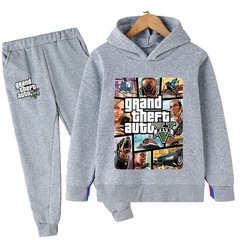 GTA V 2021 outono moda da criança do bebê meninos dos desenhos animados roupa grande roubo auto manga longa hoodies topos + calças compridas 2 pçs conjunto terno esportivo - comprar online