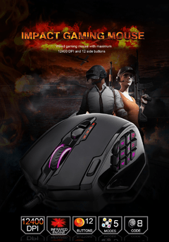 Redragon m908 impacto usb com fio rgb gaming mouse 12400 dpi 17 botões programável jogo óptico ratos backlight computador portátil