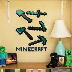 Minecraft Jogos de desenhos animados adesivos de parede jogo de mosaico cartazes decoracion hogar moderno adesivos de parede para quartos de crianças anime cartaz