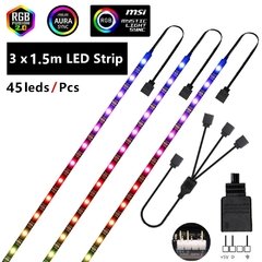 Imagem do Ws2812b rgb led strip 5v 3 pinos endereçáveis led cabeçalhos pc para asus aura sync/msi mystic luz sincronização/gigabyte rgb fusão 2.0