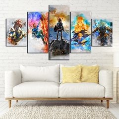 Arte de parede do anime zelda, 5 painéis de tela sem moldura, arte hd, pinturas, acessórios de decoração da casa, decoração da sala de estar