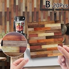 20pc pvc à prova dwaterproof água telha de grão de madeira adesivo cozinha banheiro auto adesivo parede sala estar quarto papel de parede decoração da sua casa - loja online