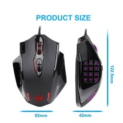 Redragon m908 impacto usb com fio rgb gaming mouse 12400 dpi 17 botões programável jogo óptico ratos backlight computador portátil na internet