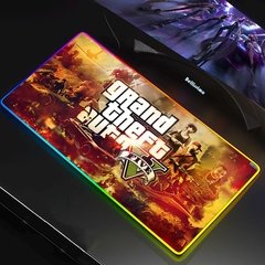 GTA V Tapete de borracha antiderrapante com led rgb, tamanho grande, xxg, gamer, para jogar, teclado rgb, laptop, computador grand furto, grande quantidade