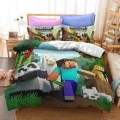 Imagem do Minecraft Likurb meu jogo mundo diamante steve duvet caso fronha cama conjunto gêmeo rainha rei tamanho para crianças meninos meninas quarto