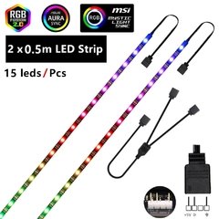 Ws2812b rgb led strip 5v 3 pinos endereçáveis led cabeçalhos pc para asus aura sync/msi mystic luz sincronização/gigabyte rgb fusão 2.0 - Dr. Brauch