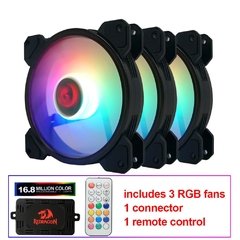 Redragon-ventilador para computador, 120mm, cores rgb, silencioso, cpu, 6 pinos, led, cooler