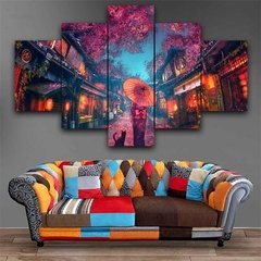 Lona de arte de parede estilo japonês, 5 peças, kimono, menina, decoração, imagens modulares, moderno, sala de estar, decoração - Dr. Brauch