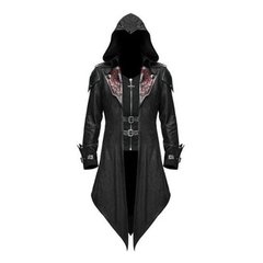 2022 masculino trench coat couro com capuz gótico medieval renascentista retro punk assassino creed casacos de manga longa S-3XL na internet